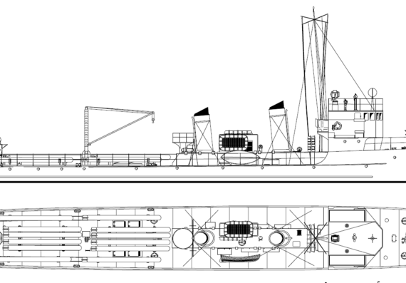 Корабль DKM TFA-5 [ex HDNS Hvalen Torpedo Boat] (1942) - чертежи, габариты, рисунки